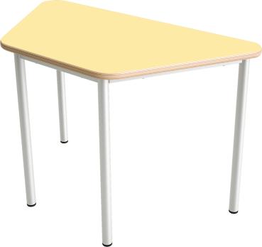MILA Tisch 3 HPL, trapezförmig, Seite 120 cm, Tischhöhe 58 cm - HPL gelb